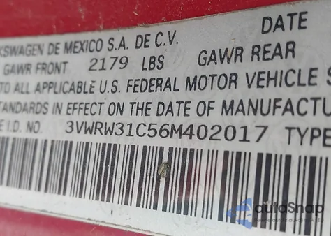 2006 Volkswagen New Beetle 2.5 из США, поврежденный, VIN 3VWRW31C56M402017